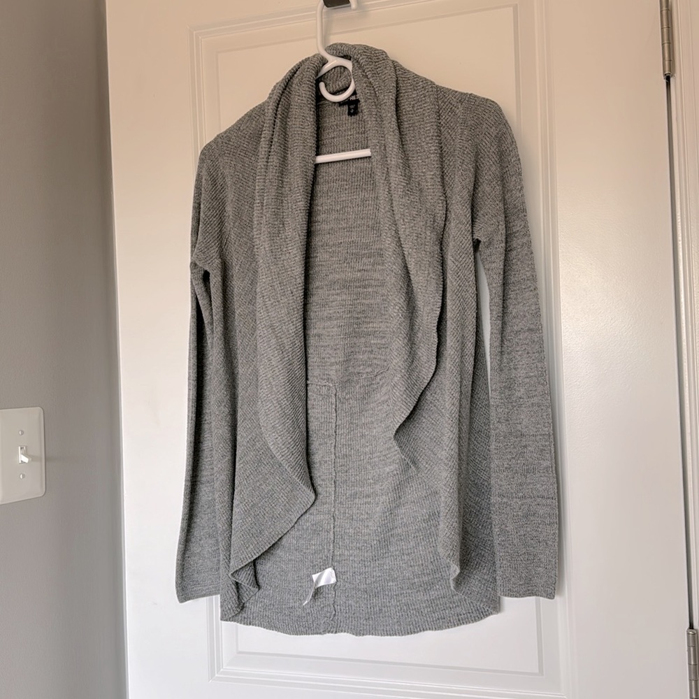 Express Women's Grey Open Long Cardigan Sweater (Medium)